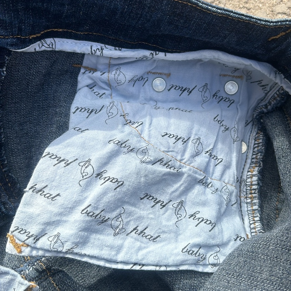 Baby Phat Jeans Flare Boot Cut Y2K Rhinestones Dark Wash Distressed Size 0 - Picture 14 of 15